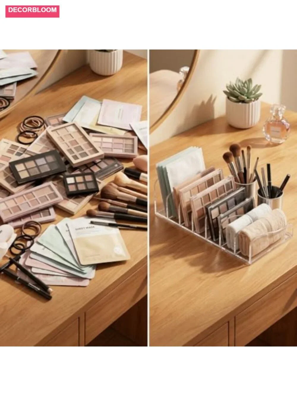 8-Slot Acrylic Eyeshadow Palette Organizer Vanity Makeup Storage